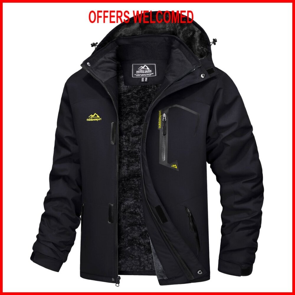 Men's Winter Ski Snow Jacket Water Resistant Fleece Lined Hood Parka